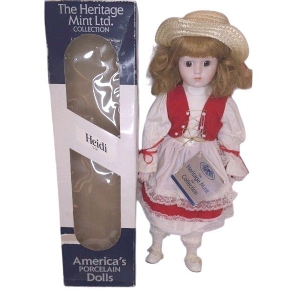 Heritage Mint Porcelain Doll Heidi D-38 Vintage 1989 Americas Collection 16" Box